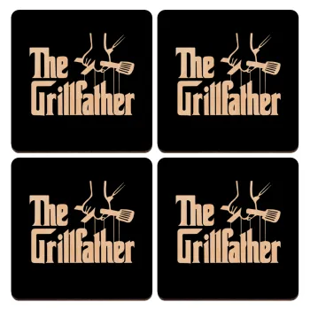 The Grillfather, ΣΕΤ x4 Σουβέρ ξύλινα τετράγωνα plywood (9cm)