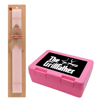 The Grillfather, Easter Set, children's snack container PINK & scented flat Easter candle (30cm) (PINK)