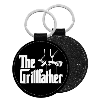 The Grillfather, Μπρελόκ Δερματίνη, στρογγυλό ΜΑΥΡΟ (5cm)