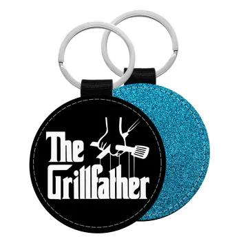 The Grillfather, Μπρελόκ Δερματίνη, στρογγυλό ΜΠΛΕ (5cm)