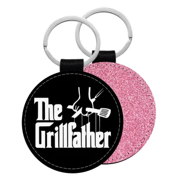 The Grillfather, Μπρελόκ Δερματίνη, στρογγυλό ΡΟΖ (5cm)