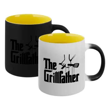 The Grillfather, Κούπα Μαγική εσωτερικό κίτρινη, κεραμική 330ml που αλλάζει χρώμα με το ζεστό ρόφημα