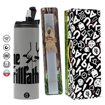 The Grillfather, Πασχαλινή Λαμπάδα με Travel Tumbler θερμό (600ml, BPA free) & κερί αρωματικό πλακέ (30cm) (ΓΚΡΙ)