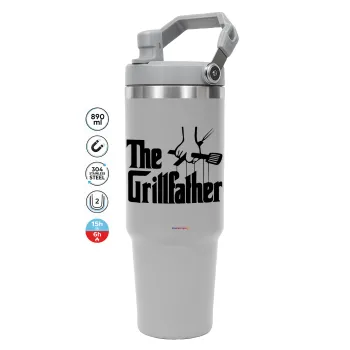 The Grillfather, GREY color, 890ml (30oz) stainless Steel Tumbler with Handle