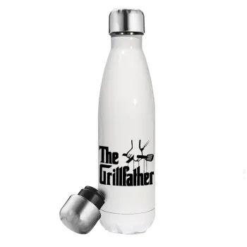 The Grillfather, Μεταλλικό παγούρι θερμός Λευκό (Stainless steel), διπλού τοιχώματος, 500ml