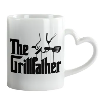 The Grillfather, Κούπα καρδιά χερούλι λευκή, κεραμική, 330ml