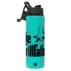 Metallic water bottle with safety lid, 850ml aluminum
