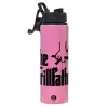 Metallic water bottle with safety lid, 850ml aluminum