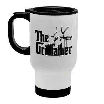 The Grillfather, Κούπα ταξιδιού ανοξείδωτη με καπάκι, διπλού τοιχώματος (θερμό) λευκή 450ml