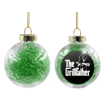 The Grillfather, Transparent Christmas tree ball ornament with green filling 8cm