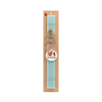 Nice to MEAT you, Easter Set, wooden keychain & aromatic flat Easter candle (30cm) (TURQUOISE)