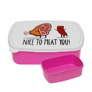 Nice to MEAT you, ΡΟΖ παιδικό δοχείο φαγητού (lunchbox) πλαστικό (BPA-FREE) Lunch Βox M18 x Π13 x Υ6cm
