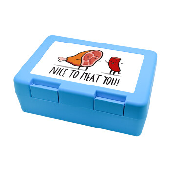 Nice to MEAT you, Children's cookie container LIGHT BLUE 185x128x65mm (BPA free plastic)