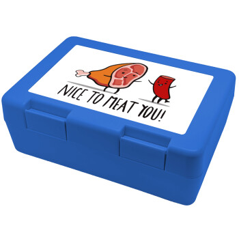Nice to MEAT you, Children's cookie container BLUE 185x128x65mm (BPA free plastic)