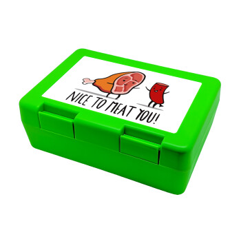 Nice to MEAT you, Children's cookie container GREEN 185x128x65mm (BPA free plastic)