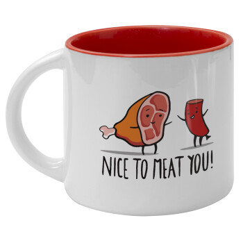 Nice to MEAT you, Κούπα κεραμική 400ml Λευκή/Κόκκινη
