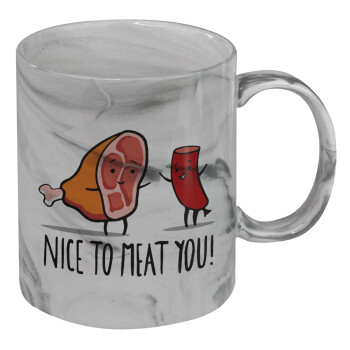 Nice to MEAT you, Κούπα κεραμική, marble style (μάρμαρο), 330ml