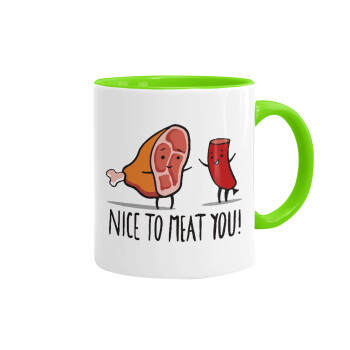 Nice to MEAT you, Κούπα χρωματιστή βεραμάν, κεραμική, 330ml