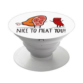 Nice to MEAT you, Phone Holders Stand  White Hand-held Mobile Phone Holder