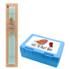 Easter Set, children's snack container BLUE & Easter aromatic flat candle (30cm) (TURQUOISE)