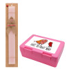Easter Set, children's snack container PINK & scented flat Easter candle (30cm) (PINK)