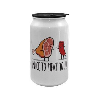 Nice to MEAT you, Κούπα ταξιδιού μεταλλική με καπάκι (tin-can) 500ml