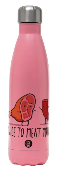 Nice to MEAT you — Metal mug thermos Pink Mat (Stainless steel), double wall, 500ml