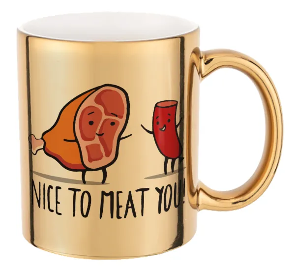 Nice to MEAT you — Mug ceramic, gold mirror, 330ml