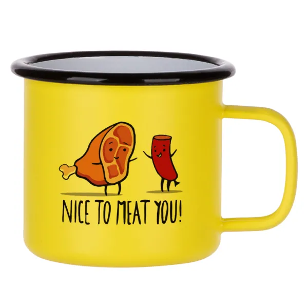 Nice to MEAT you — Κούπα Μεταλλική εμαγιέ ΜΑΤ Κίτρινη 360ml