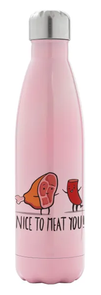 Nice to MEAT you — Metal mug thermos Pink Iridiscent (Stainless steel), double wall, 500ml
