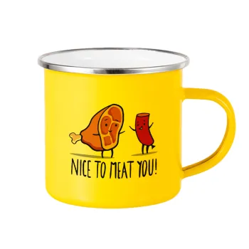 Nice to MEAT you, Yellow Enamel Metallic Cup 360ml