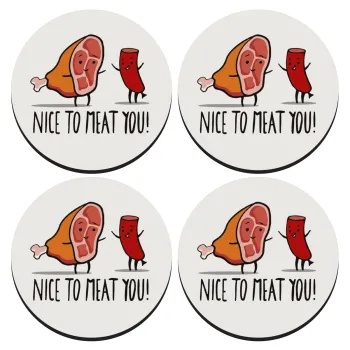 Nice to MEAT you, ΣΕΤ 4 Σουβέρ ξύλινα στρογγυλά (9cm)