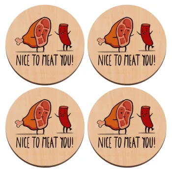 Nice to MEAT you, ΣΕΤ x4 Σουβέρ ξύλινα στρογγυλά plywood (9cm)