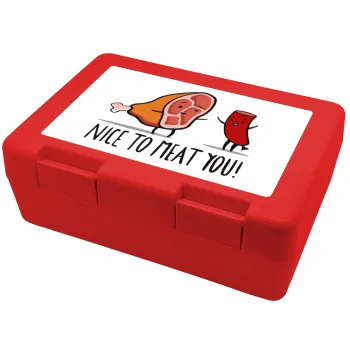 Nice to MEAT you, Παιδικό δοχείο κολατσιού ΚΟΚΚΙΝΟ 185x128x65mm (BPA free πλαστικό)