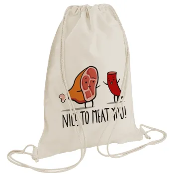 Nice to MEAT you, Τσάντα πλάτης πουγκί GYMBAG natural (28x40cm)
