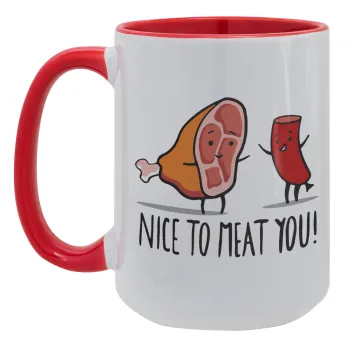 Nice to MEAT you, Κούπα Mega 15oz, κεραμική Κόκκινη, 450ml
