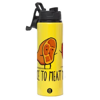 Nice to MEAT you, Μεταλλικό παγούρι νερού με καπάκι ασφαλείας, αλουμινίου 850ml