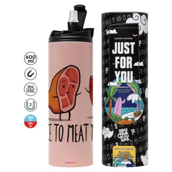Nice to MEAT you, Tumbler stainless steel PINK 600ml