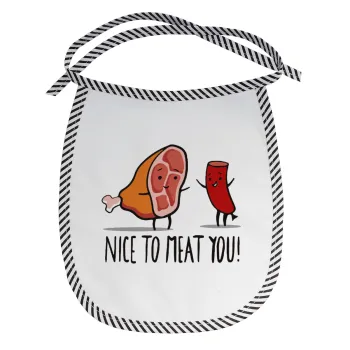 Nice to MEAT you, Σαλιάρα μωρού αλέκιαστη με κορδόνι Μαύρη