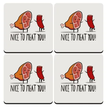 Nice to MEAT you, ΣΕΤ 4 Σουβέρ ξύλινα τετράγωνα (9cm)