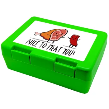 Nice to MEAT you, Παιδικό δοχείο κολατσιού ΠΡΑΣΙΝΟ 185x128x65mm (BPA free πλαστικό)