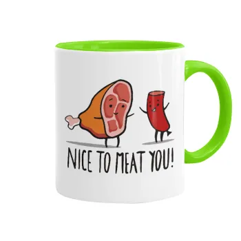 Nice to MEAT you, Mug colored light green, ceramic, 330ml