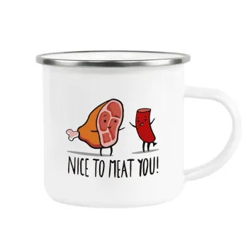 Nice to MEAT you, Metallic enamel cup white 360ml
