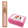 Easter Set, children's snack container PINK & scented flat Easter candle (30cm) (PINK)