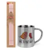 Easter Set, metallic thermal cup (300ml) & aromatic flat Easter candle (30cm) (PINK)