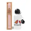 Easter Set, metallic aluminum bottle (500ml) & aromatic flat Easter candle (30cm) (PINK)