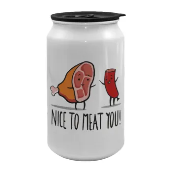 Nice to MEAT you, Κούπα ταξιδιού μεταλλική με καπάκι (tin-can) 500ml