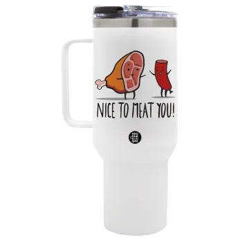 Nice to MEAT you, Mega Tumbler με καπάκι, διπλού τοιχώματος (θερμό) 1,2L