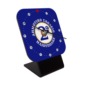 Έμβλημα Σχολικό μπλε/χρυσό, Quartz Wooden table clock with hands (10cm)