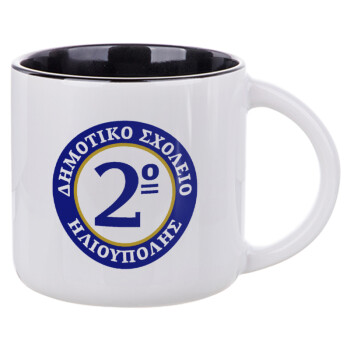 Έμβλημα Σχολικό μπλε/χρυσό, Κούπα κεραμική 400ml Λευκή/Μαύρη
